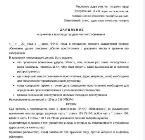 Подача заявления в мировой суд